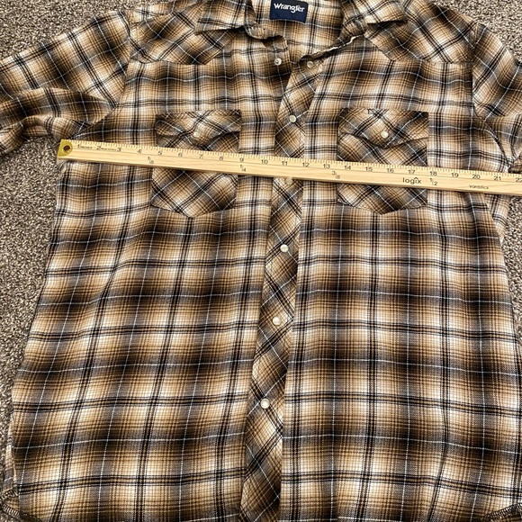 Wrangler Vintage Neutral Color Plaid Pearl Snap Long Sleeve Western Shirt - Picture 7 of 9